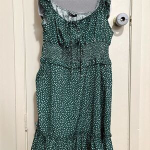 LOVITO green and White Polka Dot Dress